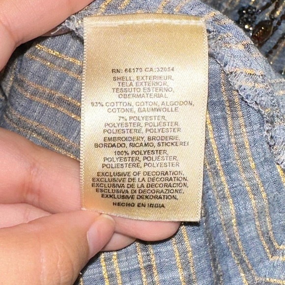 Anthropologie HD in Paris Ella Embellished Embroidered Striped Top Sz 2 #G - Picture 4 of 5